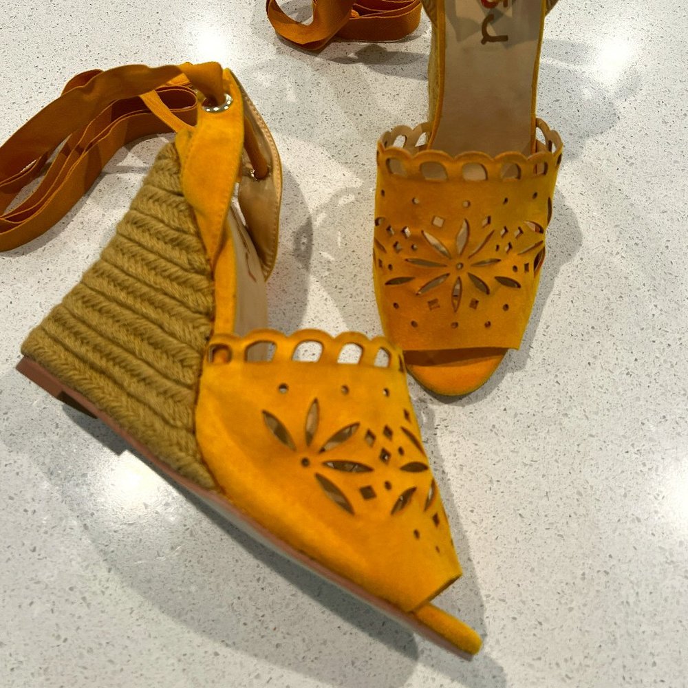 FSJ - Suede Sandal Espadrille Wedge size 13W